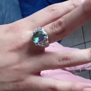 Ring size 8,9 oval cut peridoto stone 925 stamp Gift Box